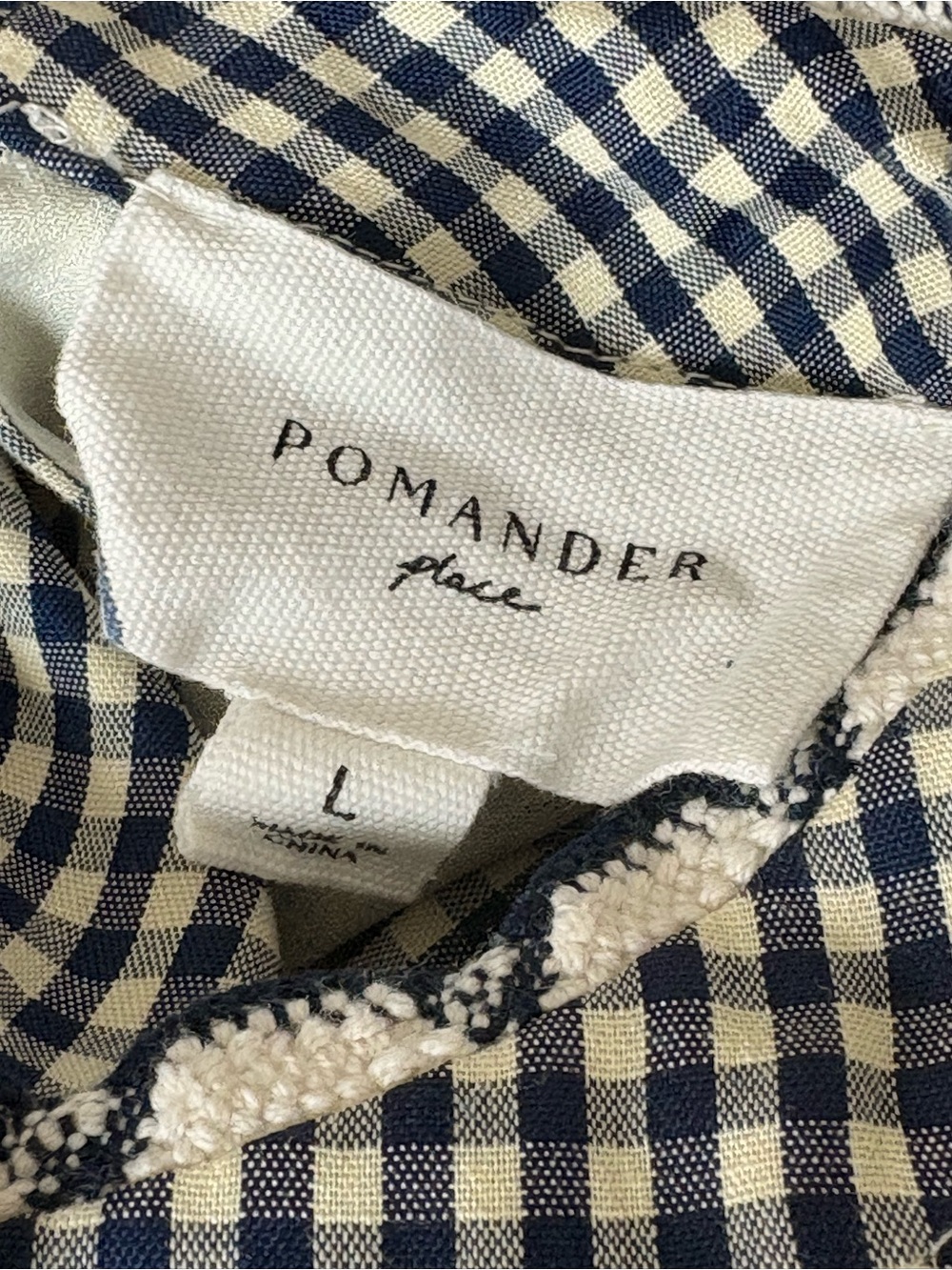 Pomander Place Navy Gingham Morgan Dress- size Large - Picture 13 of 14